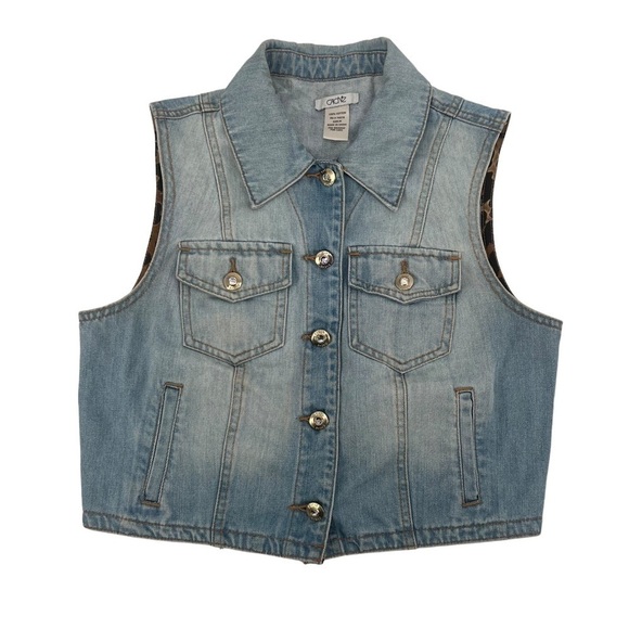 Cache Jackets & Blazers - Caché Embellished Buttons Denim Jean Vest Size Medium Women's